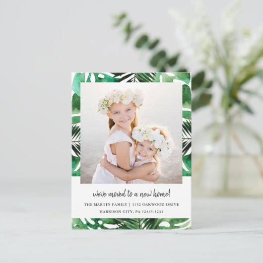 住所の変更水彩緑の離れ写真 案内ポストカード (スタンド正面)