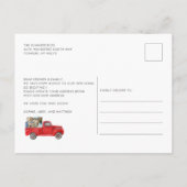 住所の変更水彩赤トラック移動 案内ポストカード (裏面)