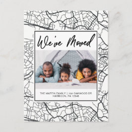 住所の変更白黒マップデザイン写真 案内ポストカード