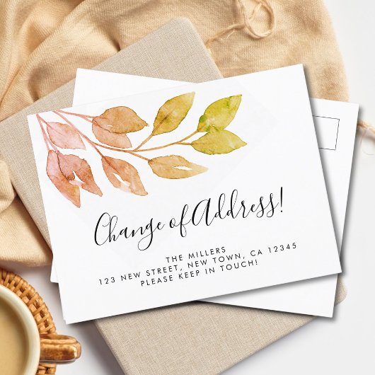 住所の変更秋の葉の移動 案内ポストカード