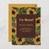 住所の変更素朴ウッドカントリーひまわり ポストカード (正面/裏面)