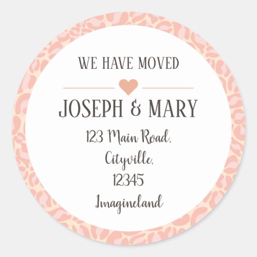 住所の変更赤面Leopard Print ラウンドシール (正面)