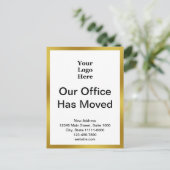 住所の変更金ゴールドのホワイトアナウンス ポストカード (スタンド正面)