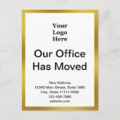 住所の変更金ゴールドのホワイトアナウンス ポストカード (正面)