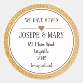 住所の変更金ゴールドグリッター モダン ラウンドシール