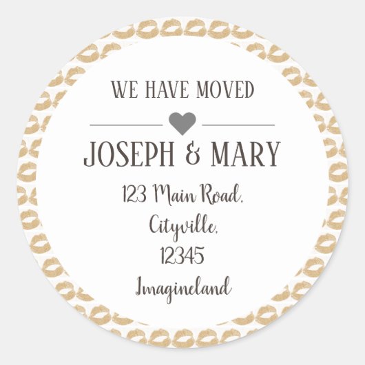 住所の変更金ゴールドメイクアップアーティスト ラウンドシール (正面)