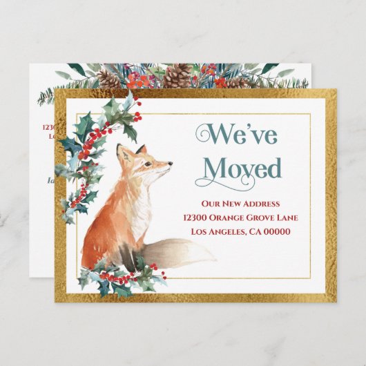 住所の変更金ゴールド引っ越しました 案内ポストカード (正面/裏面)