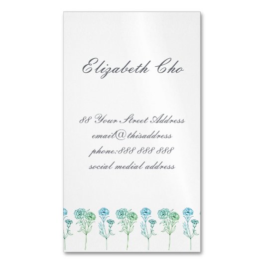 住所の変更-カーネーション マグネット名刺 (正面縦)