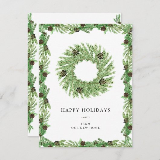 住所の変更 |クリスマスホリデーパインリース シーズンポストカード (正面/裏面)
