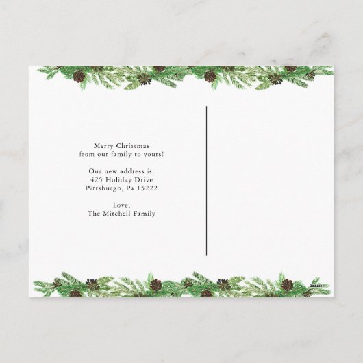 住所の変更 |クリスマスホリデーパインリース シーズンポストカード (裏面)