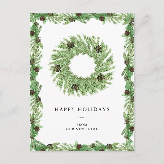 住所の変更 |クリスマスホリデーパインリース シーズンポストカード (正面)