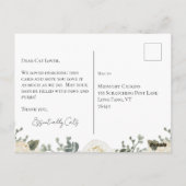 住所の変更，ネコ，トラックの告知 ポストカード (裏面)