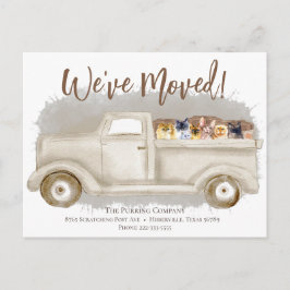 住所の変更，ネコ，トラックの告知 ポストカード