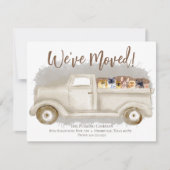 住所の変更，ネコ，トラックの告知 招待状 (正面)