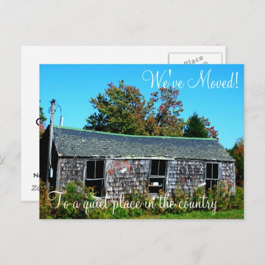 住所の変更、古いウッドキャビン 案内ポストカード (正面/裏面)