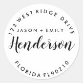 住所の変更，新しい家，差出人住所 ラウンドシール (正面)