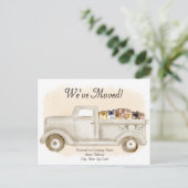 住所の変更、猫、動くトラック ポストカード (スタンド正面)