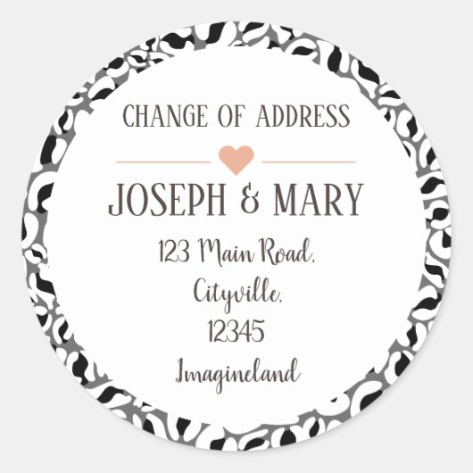 住所の変更(白黒) Leopard Print ラウンドシール (正面)