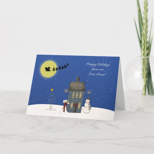 住所の変更,雪のシーン,クリスマスの挨拶 シーズンカード (正面)