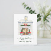 住所の変更 |雪の降るクリスマスハウス シーズンポストカード (スタンド正面)