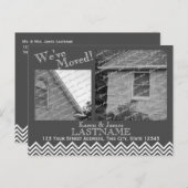 住所の変更Chevronパターンとフォトグレー 案内ポストカード (正面/裏面)