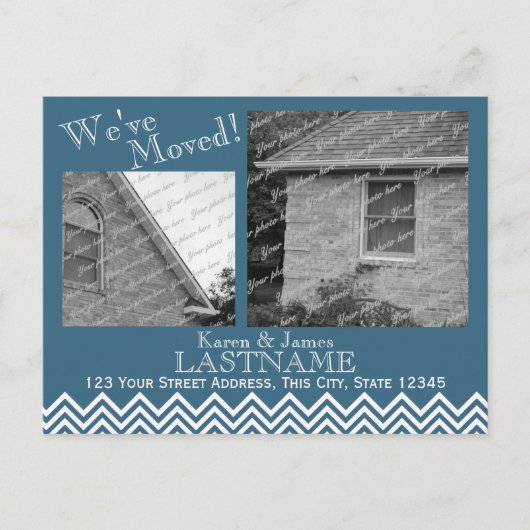 住所の変更Chevronパターン（フォトブルー） 案内ポストカード (正面)