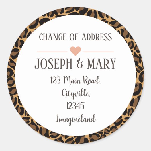 住所の変更Leopard Print ラウンドシール (正面)