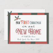 住所の新しいクリスマスの新しい家の変更 案内ポストカード (正面/裏面)