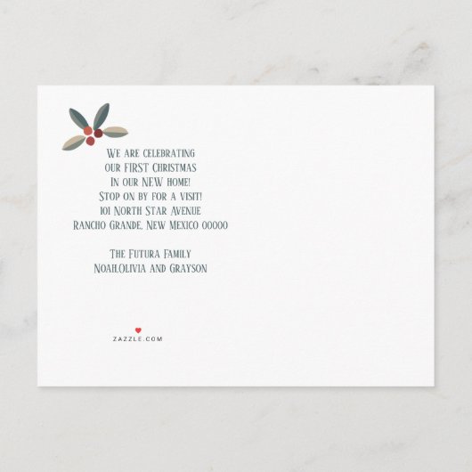 住所の新しいクリスマスの新しい家の変更 案内ポストカード (裏面)