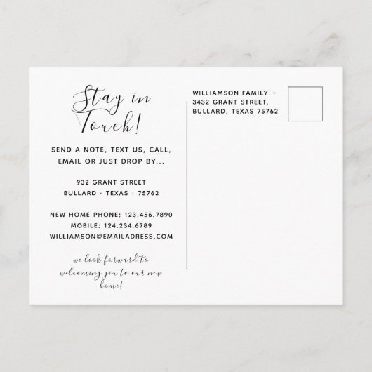 住所の新しい変更引っ越しました写真の移動 案内ポストカード (裏面)