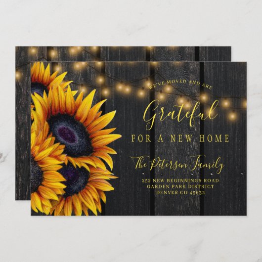 住所の新しい自宅変更感謝祭の移動 案内状 (正面/裏面)