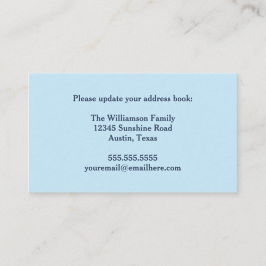 住所の新しい自宅変更 名刺 (裏面)