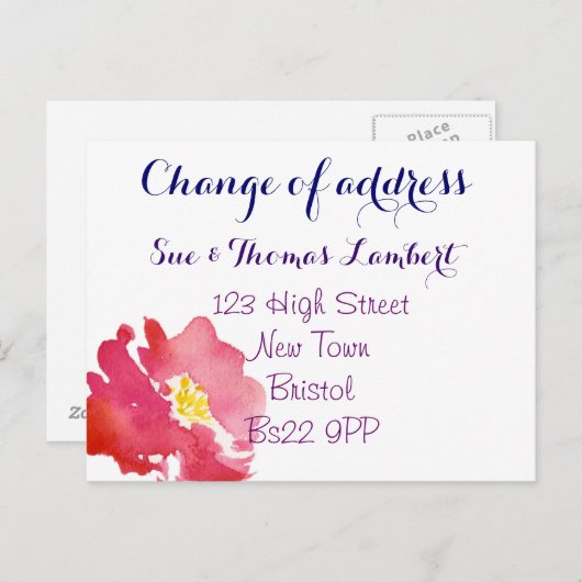 住所の水の色のはがきの変更 案内ポストカード (正面/裏面)