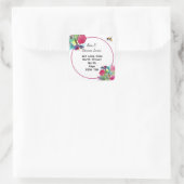 住所の水彩効果フローラの正方形の変更 スクエアシール (バッグ)