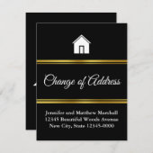 住所の白黒のエレガントな変更 案内状 (正面/裏面)