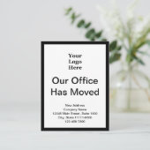 住所の白黒の両面のビジネス変更 ポストカード (スタンド正面)