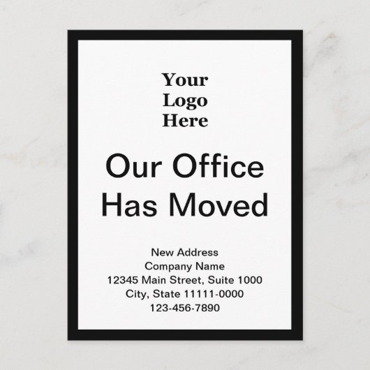 住所の白黒の両面のビジネス変更 ポストカード (正面)