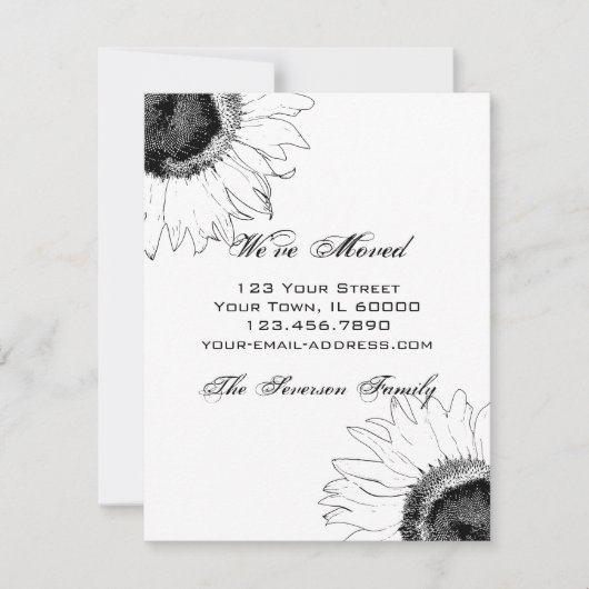 住所の白黒ひまわり 案内状 (正面)