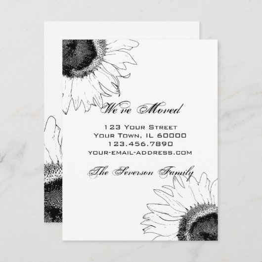 住所の白黒ひまわり 案内状 (正面/裏面)