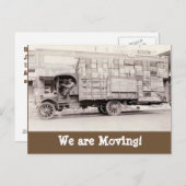 住所の移動おもしろいトラックヴィンテージ変更 案内ポストカード (正面/裏面)