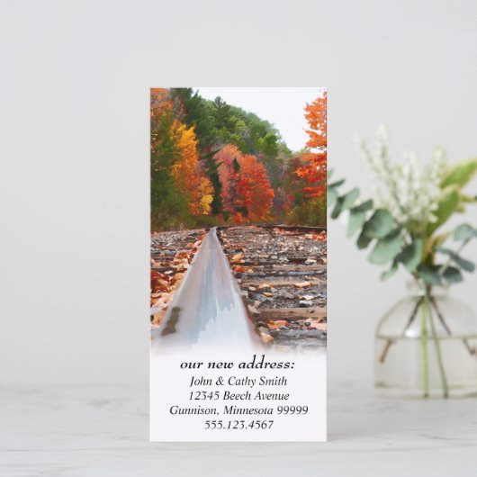 住所の鉄道線路変更カスタムフォトカード 案内状 (スタンド正面)