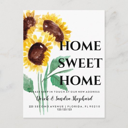 住所はがきのヒマワリ変更 | 引っ越しました 案内ポストカード (正面)
