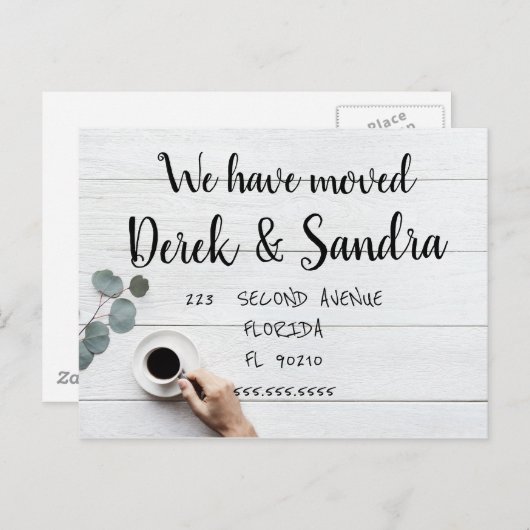 住所はがきの変更コーヒーを移動した 案内ポストカード (正面/裏面)