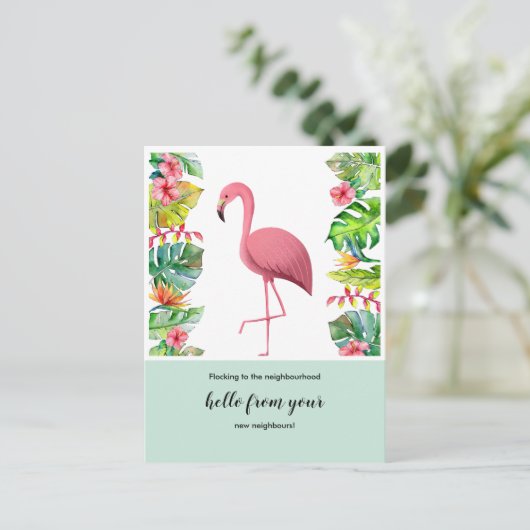 住所はがきの変更フラミンゴを移動 案内ポストカード (スタンド正面)