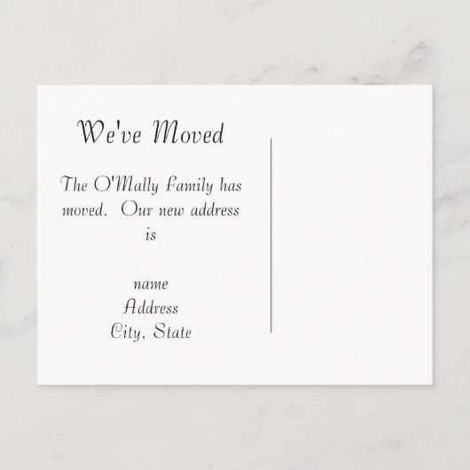 住所はがきの変更 案内ポストカード (裏面)