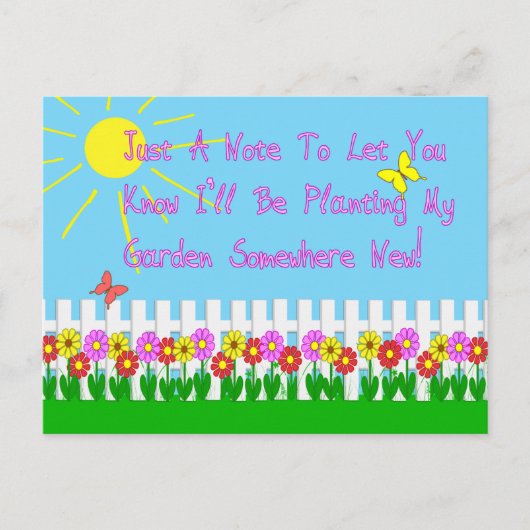 住所はがきの新しい場所でのガーデニング 案内ポストカード (正面)