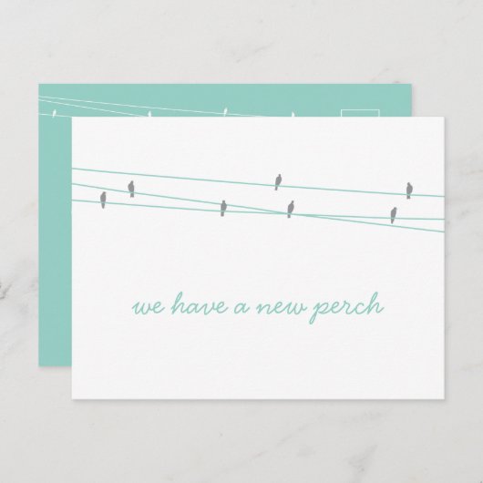 住所はがきの新しい止め替えティール（緑がかった色） 案内ポストカード (正面/裏面)