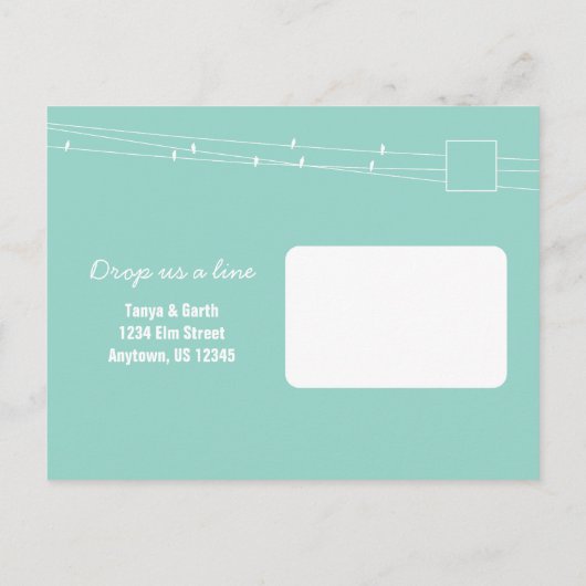 住所はがきの新しい止め替えティール（緑がかった色） 案内ポストカード (裏面)