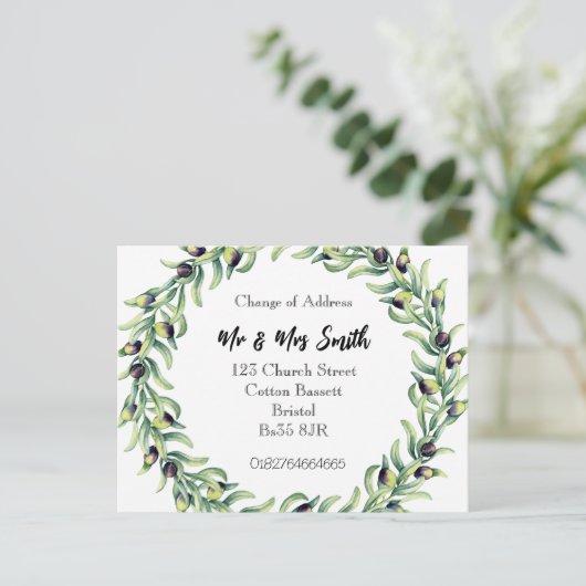 住所はがきの水色リース変更 案内ポストカード (スタンド正面)