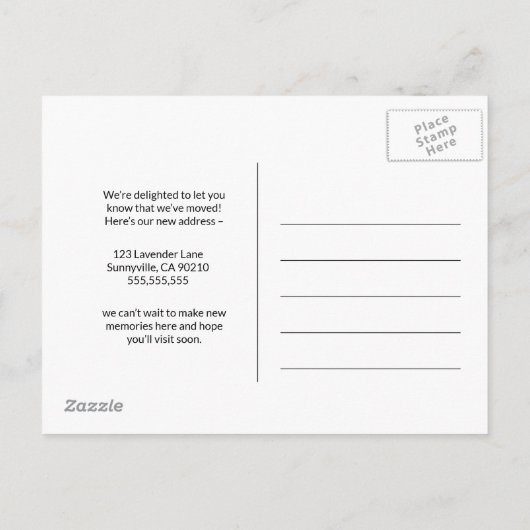 住所はがきの海辺ビューの変更 | 新しいホーム 案内ポストカード (裏面)